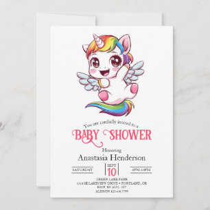 Invitation Baby shower simple Whimsical Unicorn