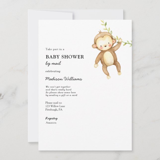 Invitation Baby shower singe par courrier (Devant)