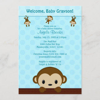 Invitation Baby shower SINGE Polka Dot BLUE MPP3