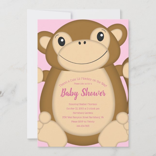 Invitation Baby shower singe rose (Devant)
