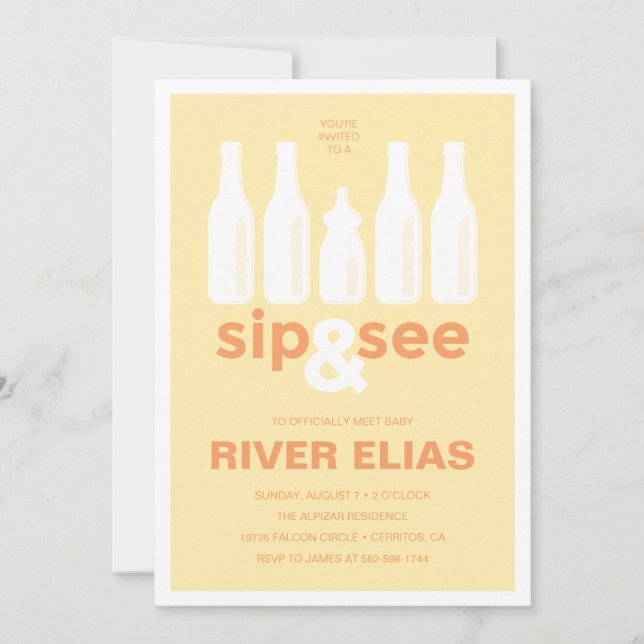 Invitation Baby shower Sip & See (Devant)