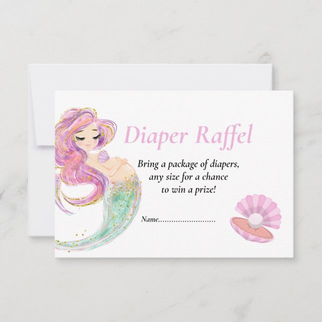 Invitation Baby shower Sirène Raffel rose sous la mer (Devant)