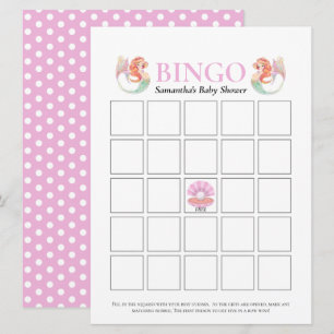 Invitation Baby Shower Sirène Sous L'Océan Points Bingo