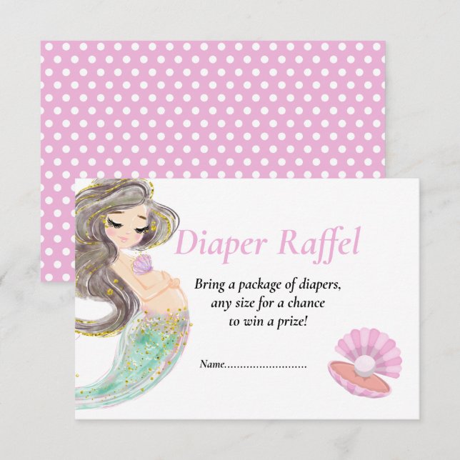 Invitation Baby shower sirène sous l'océan tombola (Devant / Derrière)