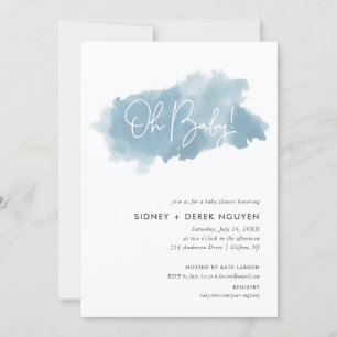 Invitation Baby shower Sky Blue Watercolor