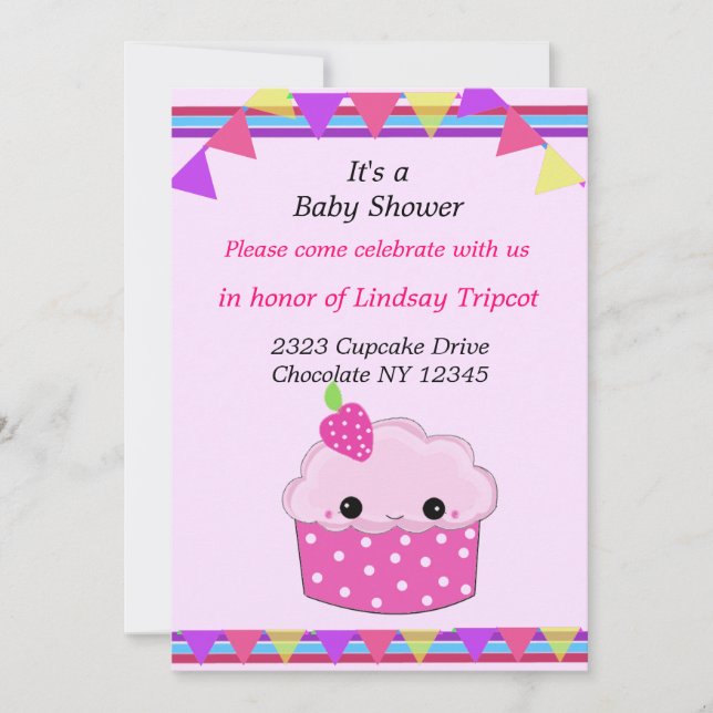Invitation Baby shower Smiley Cupcake (Devant)
