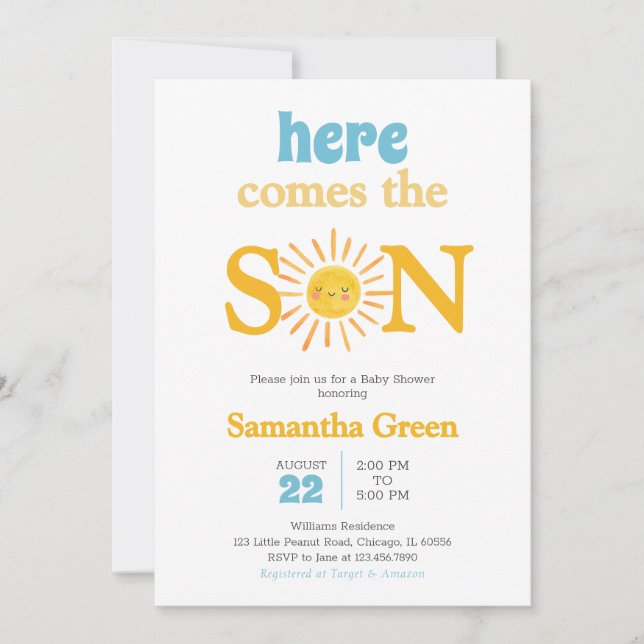 Invitation Baby shower solaire (Devant)
