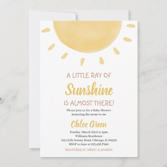 Invitation Baby shower solaire (Devant)