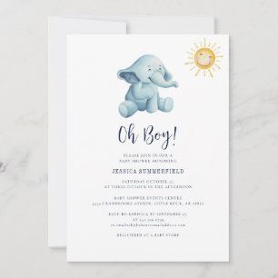 Invitation Baby shower solaire de l'aquarelle éléphante