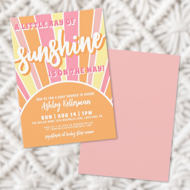 Invitation Baby shower Soleil brillant rétro (Sunshine Retro Bright Sun Baby Shower Invitation)