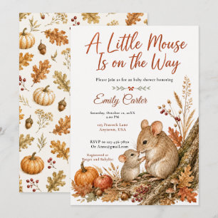 Invitation Baby Shower Souris d'Automne