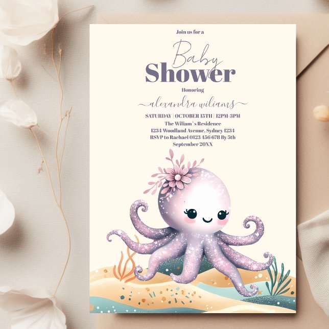 Invitation Baby shower sous-marin d'aquarelle enchanteur (Créateur téléchargé)