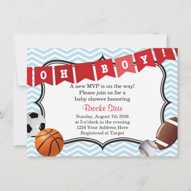 Invitation Baby shower sportif (Devant)