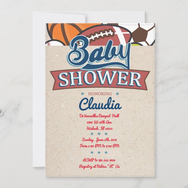 Invitation Baby shower sportif (Devant)