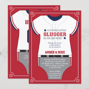 Invitation Baby shower sportif, Baseball, Rouge, B
