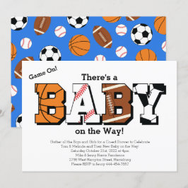Invitation Baby shower sportif Co-ed Thème Garçon Bleu