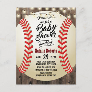 Invitation Baby shower sportif Russe de baseball Barn Wood