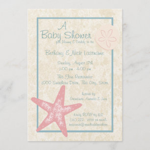 Invitation Baby shower Starfish et Sand Dollar