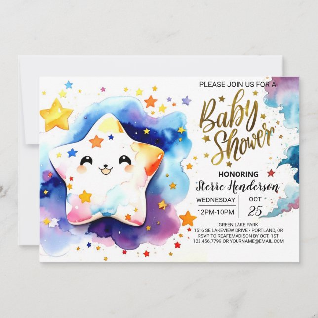Invitation Baby shower Starry Stardust Dreams (Devant)