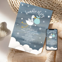 Baby shower Stork Avec Blue Bundle Stars