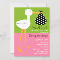 Baby shower - Stork avec paquet Polka Dot