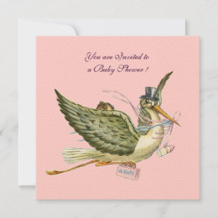 Invitation BABY SHOWER STORK, papier feutre