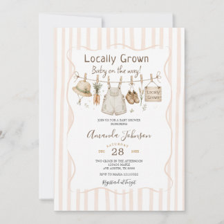 Invitation Baby Shower Stripe Veggies Marché des Fermiers
