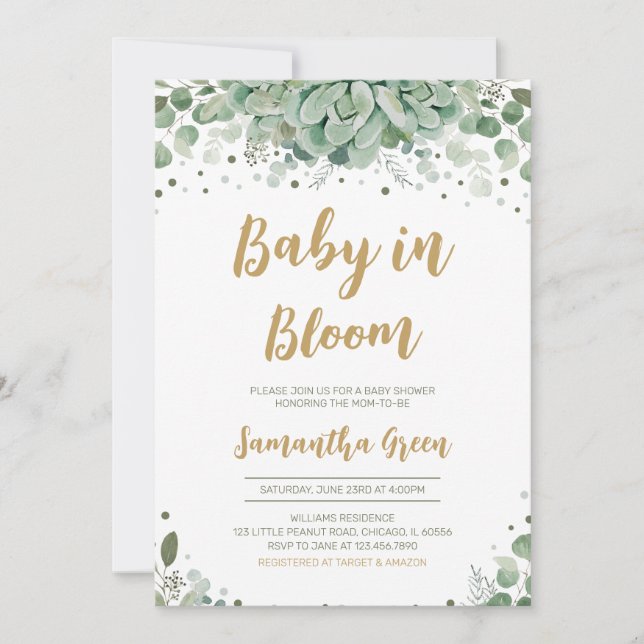 Invitation Baby shower Succulent (Devant)