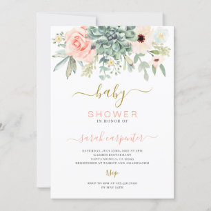 Invitation Baby shower Succulente