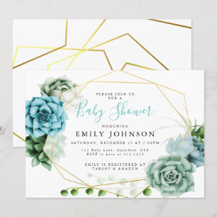 Invitation Baby shower Succulente