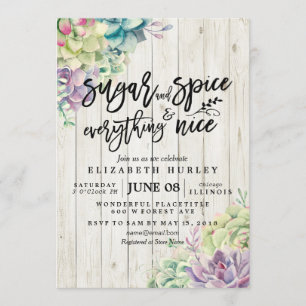 Invitation Baby shower Sucre épice Tout Beau Succulent