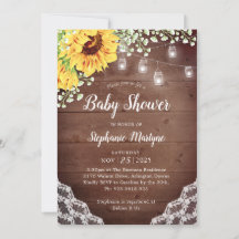Baby shower Sunflower Lace Mason Jar Lumières