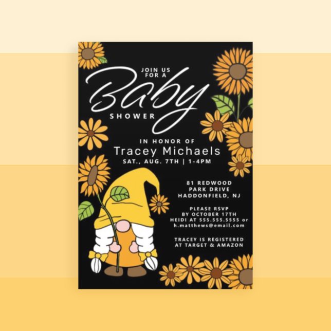 Invitation Baby shower | Sunflower Sunshine Gnome (Créateur téléchargé)