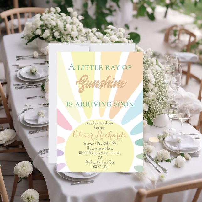 Invitation Baby shower Sunshine Boho Retro Baby shower rose (Créateur téléchargé)