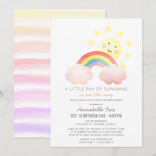 Invitation Baby shower Sunshine & Rainbow Drive-by
