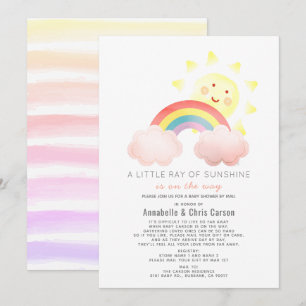 Invitation Baby shower Sunshine & Rainbow par courrier