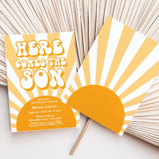 Invitation Baby shower Sunshine Rétro Voici Le Fils