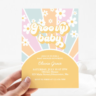 Invitation Baby shower Sunshine super Baby Pastel Retro