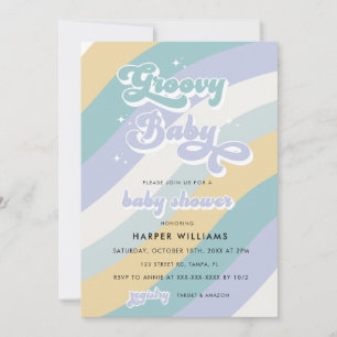 Invitation Baby shower Super Blue Retro