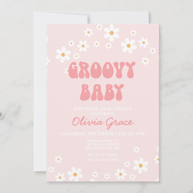Invitation Baby shower Super Daisy Rose (Devant)