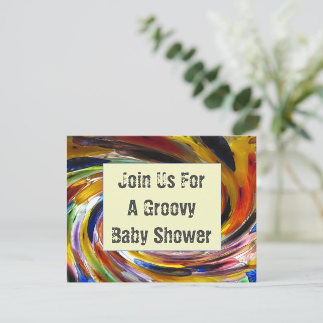 Invitation Baby shower super Lumineuse Cravate rétro (Debout devant)