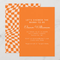 Baby shower super Orange Abstrait Checkerboard