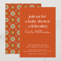 Baby shower super Retro Orange les années 70 Fleur