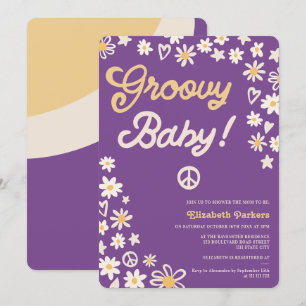 Invitation baby shower super retro violet