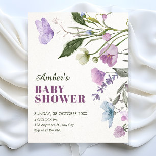 Invitation Baby shower sur le thème de la branche florale
