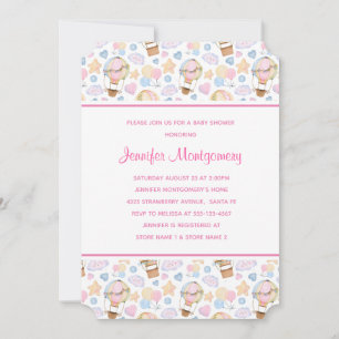 Invitation Baby Shower sur le thème des montgolfières à motif