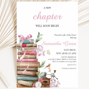 Invitation Baby-Shower sur le thème du Livre Rose