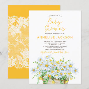 Invitation Baby shower sur les marguerites d'été jaunes et la