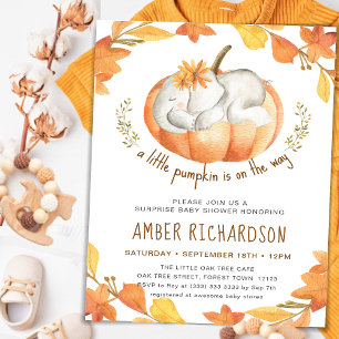 Invitation Baby shower surprise Citrouille d'automne fille él