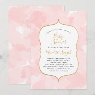 Invitation baby shower surprise de couleur rose moderne
